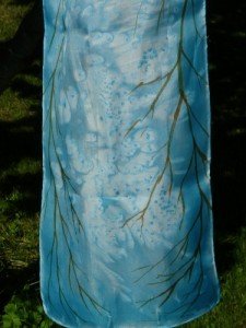 My first silk painted scarf, I call it "The Wind in the Willows", because it reminds me of a sketch I did while hiking once.
