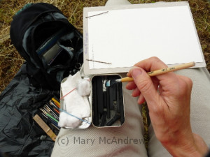 You can use the 'messy' charcoal powder in the tin to draw with a stiff brush.